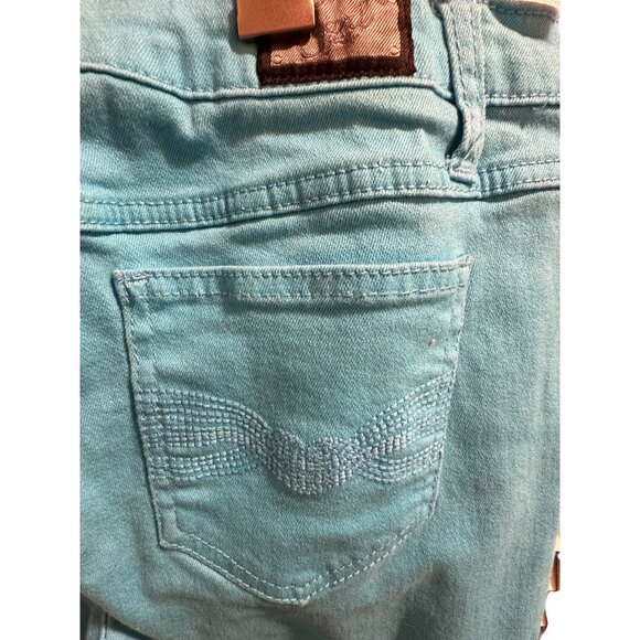 🍒 2/$20 🍒 Earl Jean Womens Turquoise Capri Pants Size 6 Cotton/Spandex Blend - Picture 5 of 6